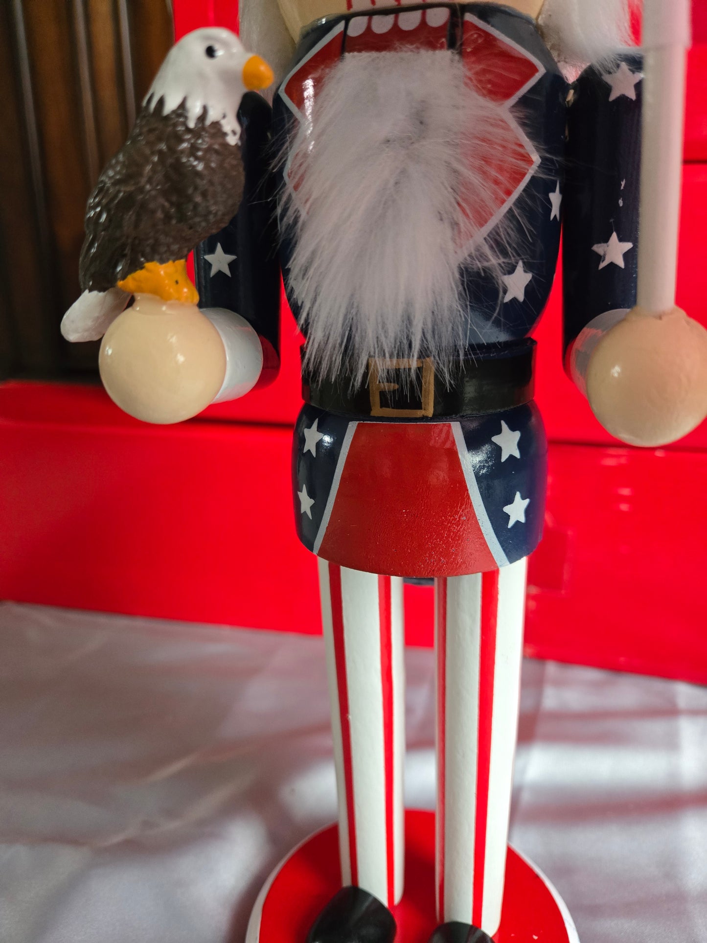 Patriotic USA Nutcracker w/ American Flag & Eagle | Red White Blue 4th of July
