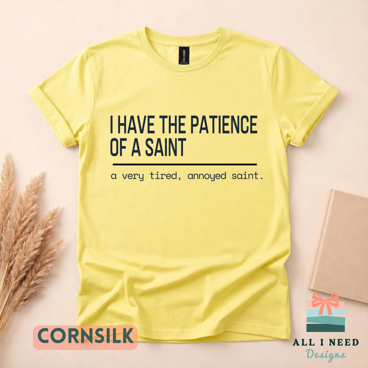 Tired Annoyed Saint Shirt, Witty Catholic Humor Tee, Sarcasm Gift