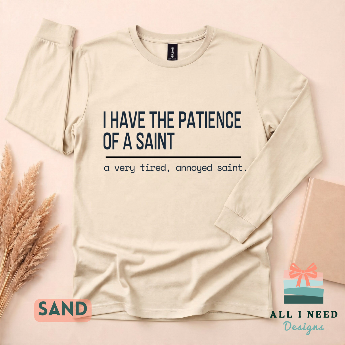 Tired Annoyed Saint Shirt, Witty Catholic Humor Tee, Sarcasm Gift
