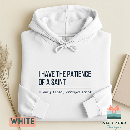 Tired Annoyed Saint Shirt, Witty Catholic Humor Tee, Sarcasm Gift
