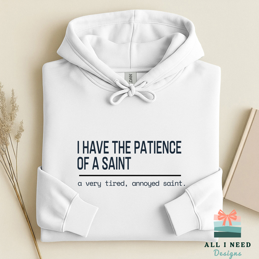 Tired Annoyed Saint Shirt, Witty Catholic Humor Tee, Sarcasm Gift