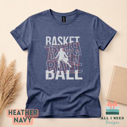 Retro Basketball Dribble Design Shirt, Long Sleeves, Sizes XS-3XL, Athletic Apparel