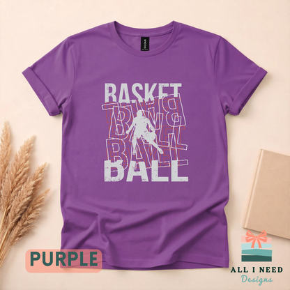 Retro Basketball Dribble Design Shirt, Long Sleeves, Sizes XS-3XL, Athletic Apparel