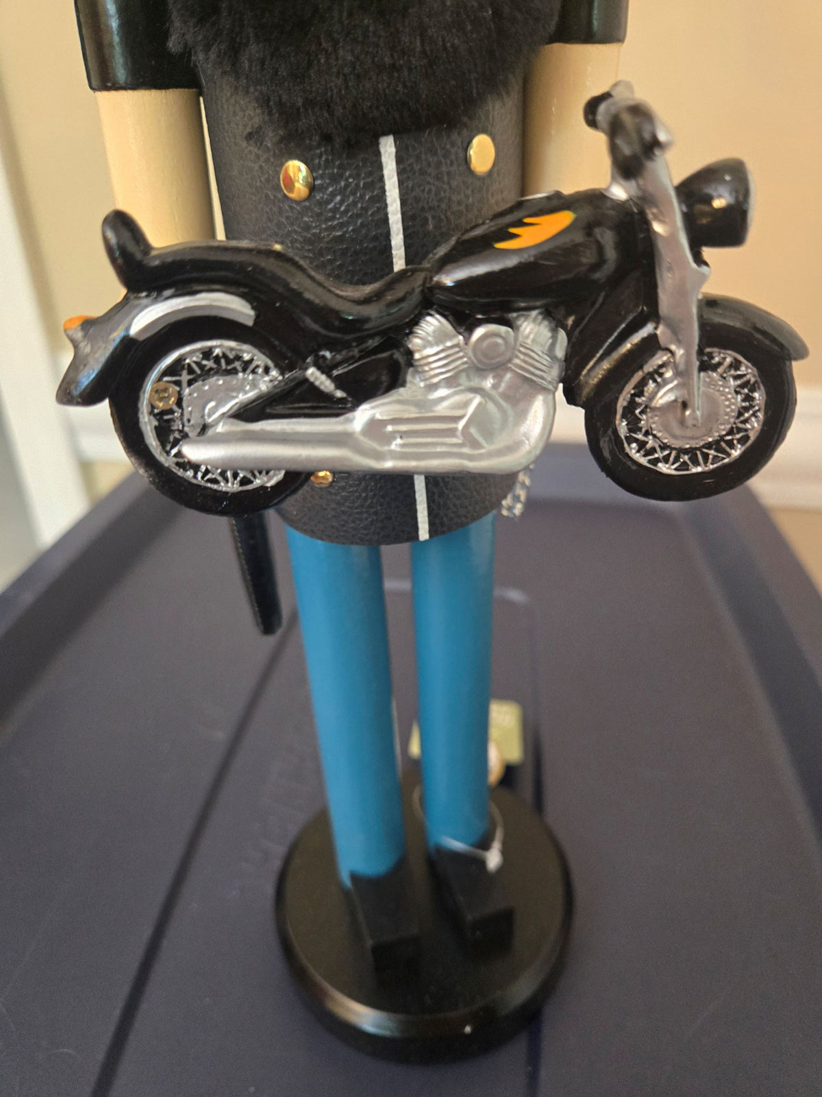 Motorcycle Rider Holiday Nutcracker, Wooden 14 Inch Figurine, Bike Club Gift, Home Decor