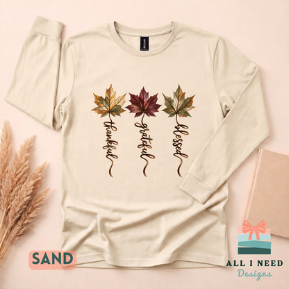 Autumn Gratitude Hoodie with Leaf Artwork, cozy seasonal layer, Thanksgiving outfit