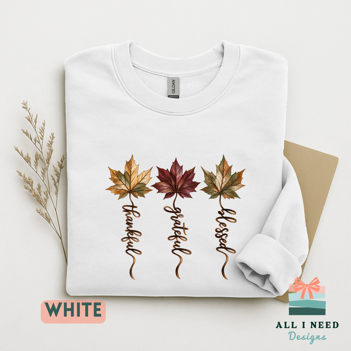 Autumn Gratitude Hoodie with Leaf Artwork, cozy seasonal layer, Thanksgiving outfit