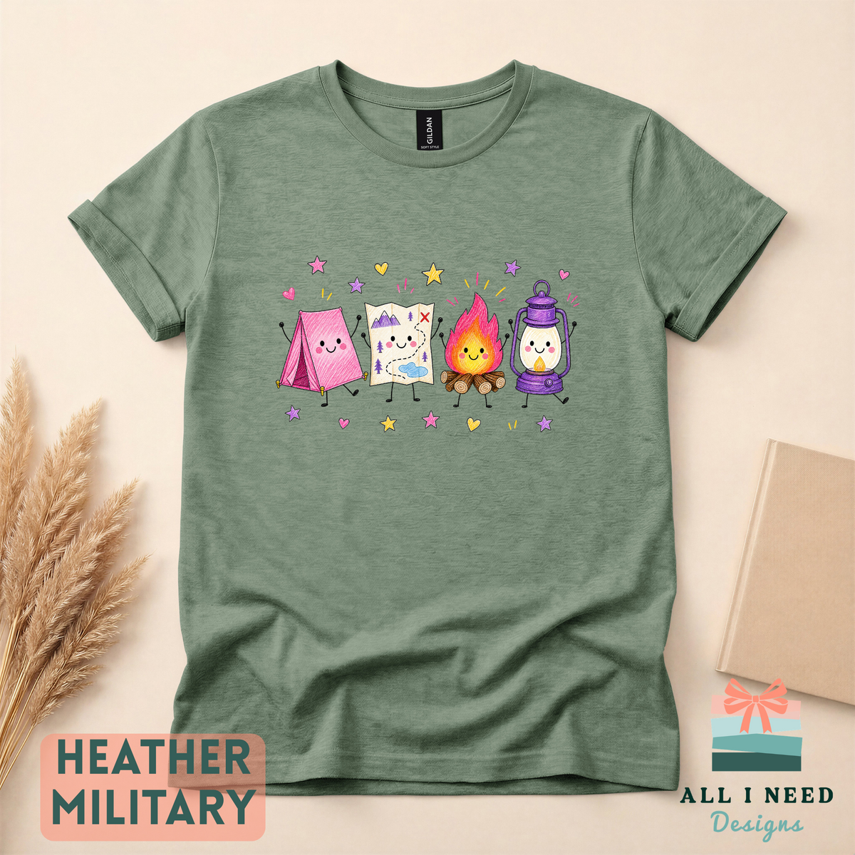 Whimsical Camping Crewneck, Tent, Map, Campfire, Lantern Design (XS-3XL)