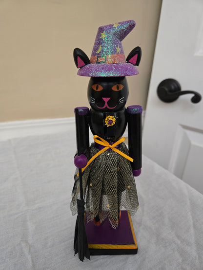 10-inch Black Cat Ballerina Witch Nutcracker, Halloween Home Decor