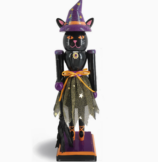 10-inch Black Cat Ballerina Witch Nutcracker, Halloween Home Decor