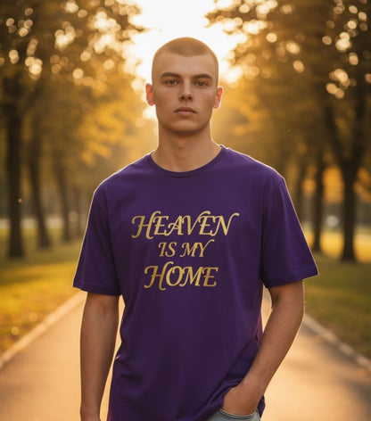 Catholic Heaven Is My Home T-Shirt, Gold Foil Faith Tee