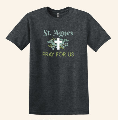 St. Agnes Pray For Us Graphic Tee, Catholic Faith Apparel, Unisex Fit
