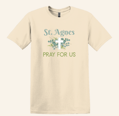 St. Agnes Pray For Us Graphic Tee, Catholic Faith Apparel, Unisex Fit