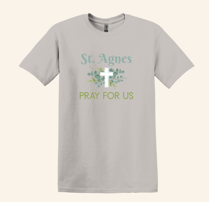 St. Agnes Pray For Us Graphic Tee, Catholic Faith Apparel, Unisex Fit