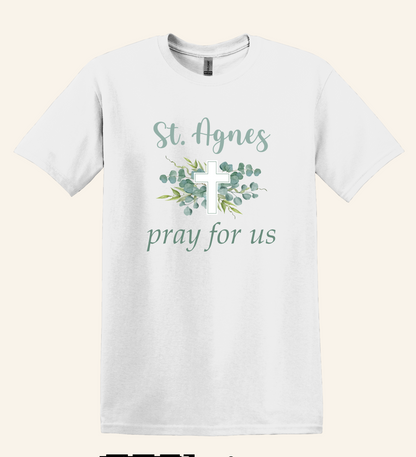 St. Agnes Pray For Us Graphic Tee, Catholic Faith Apparel, Unisex Fit
