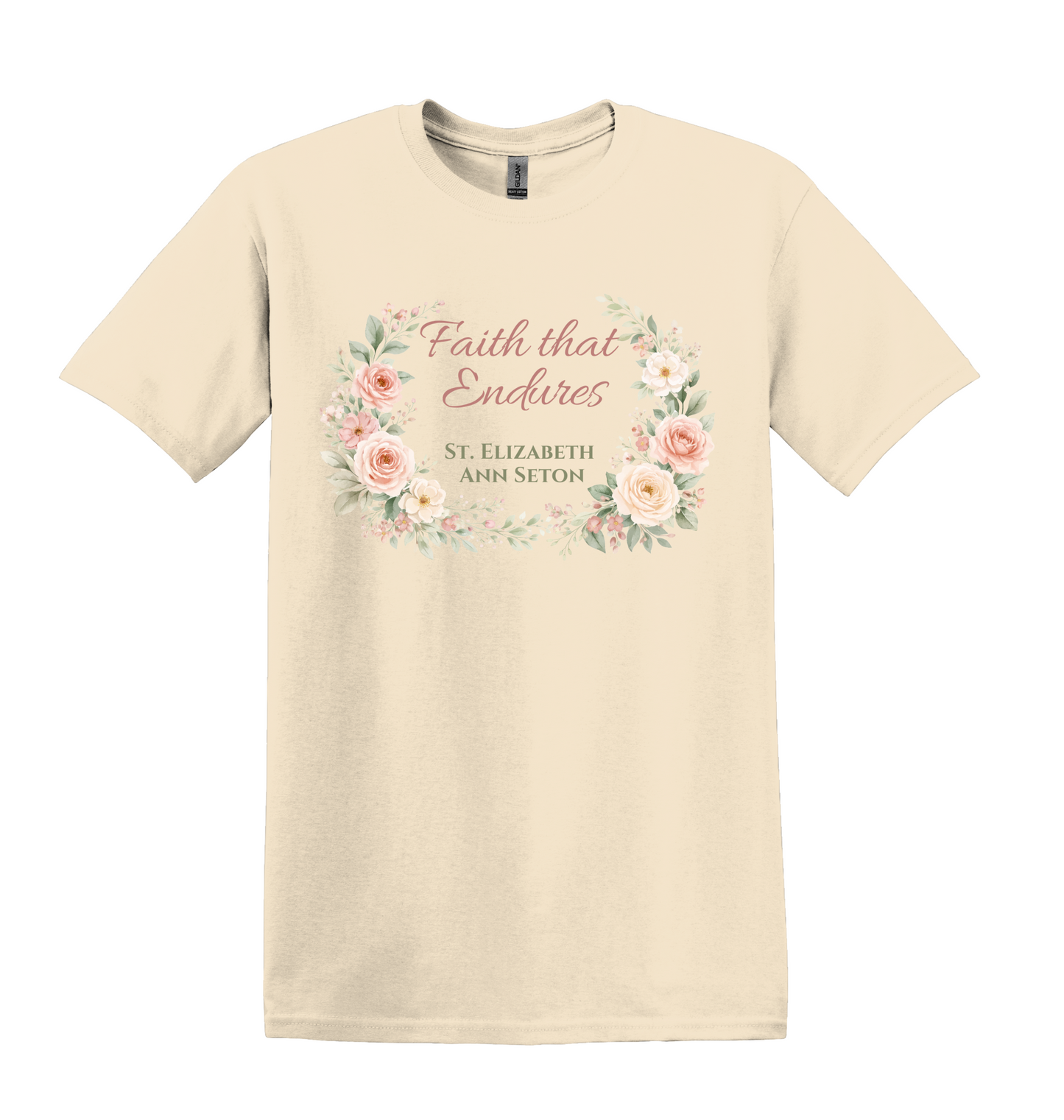 St. Elizabeth Ann Seton Floral Tee, Catholic Faith Endures Unisex Shirt