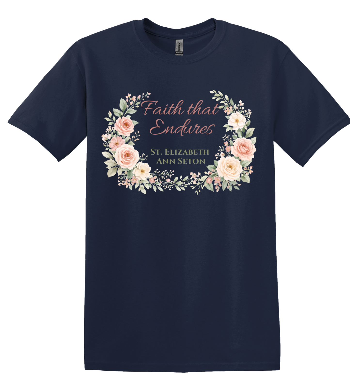 St. Elizabeth Ann Seton Floral Tee, Catholic Faith Endures Unisex Shirt