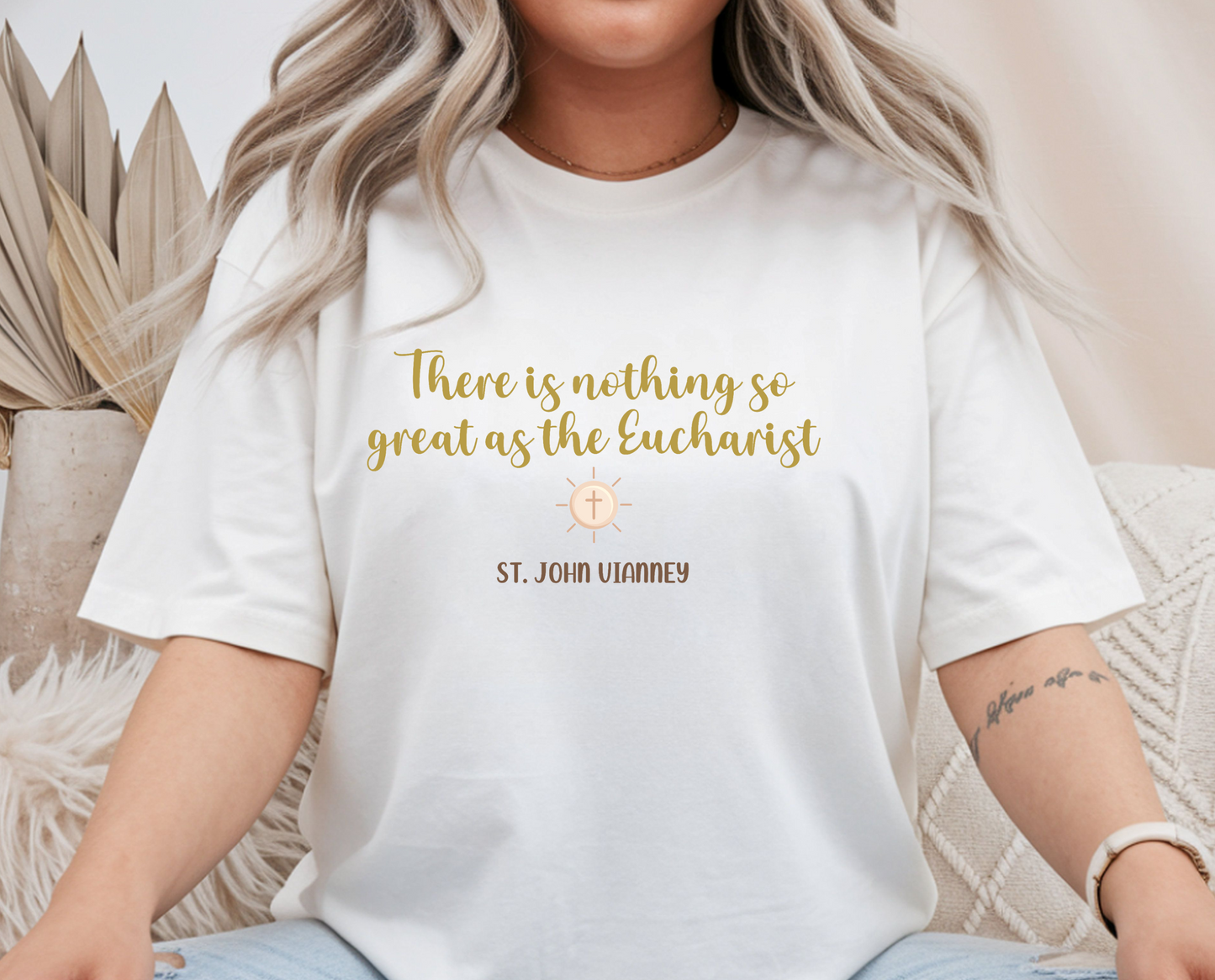 Eucharist Devotion Tee, St. John Vianney Quote, Unisex Christian Apparel, Parish Adoration Gift