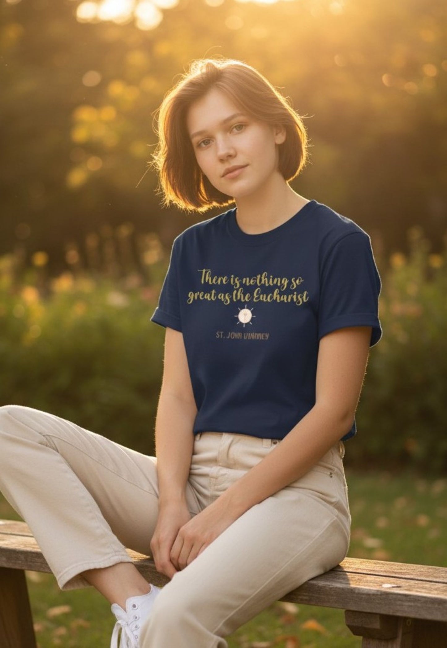 Eucharist Devotion Tee, St. John Vianney Quote, Unisex Christian Apparel, Parish Adoration Gift