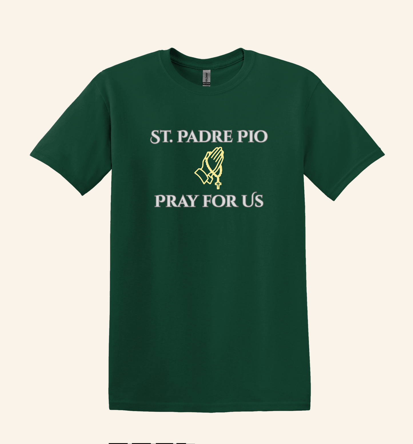 St. Padre Pio Praying Hands T-Shirt, Catholic Faith Apparel Unisex Tee