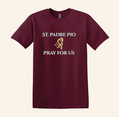 St. Padre Pio Praying Hands T-Shirt, Catholic Faith Apparel Unisex Tee