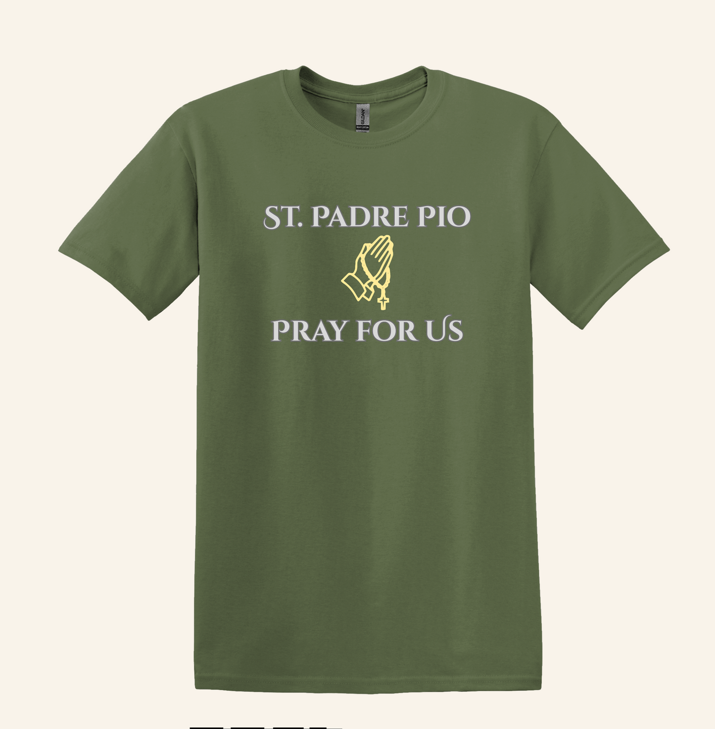 St. Padre Pio Praying Hands T-Shirt, Catholic Faith Apparel Unisex Tee