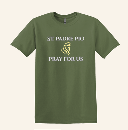 St. Padre Pio Praying Hands T-Shirt, Catholic Faith Apparel Unisex Tee
