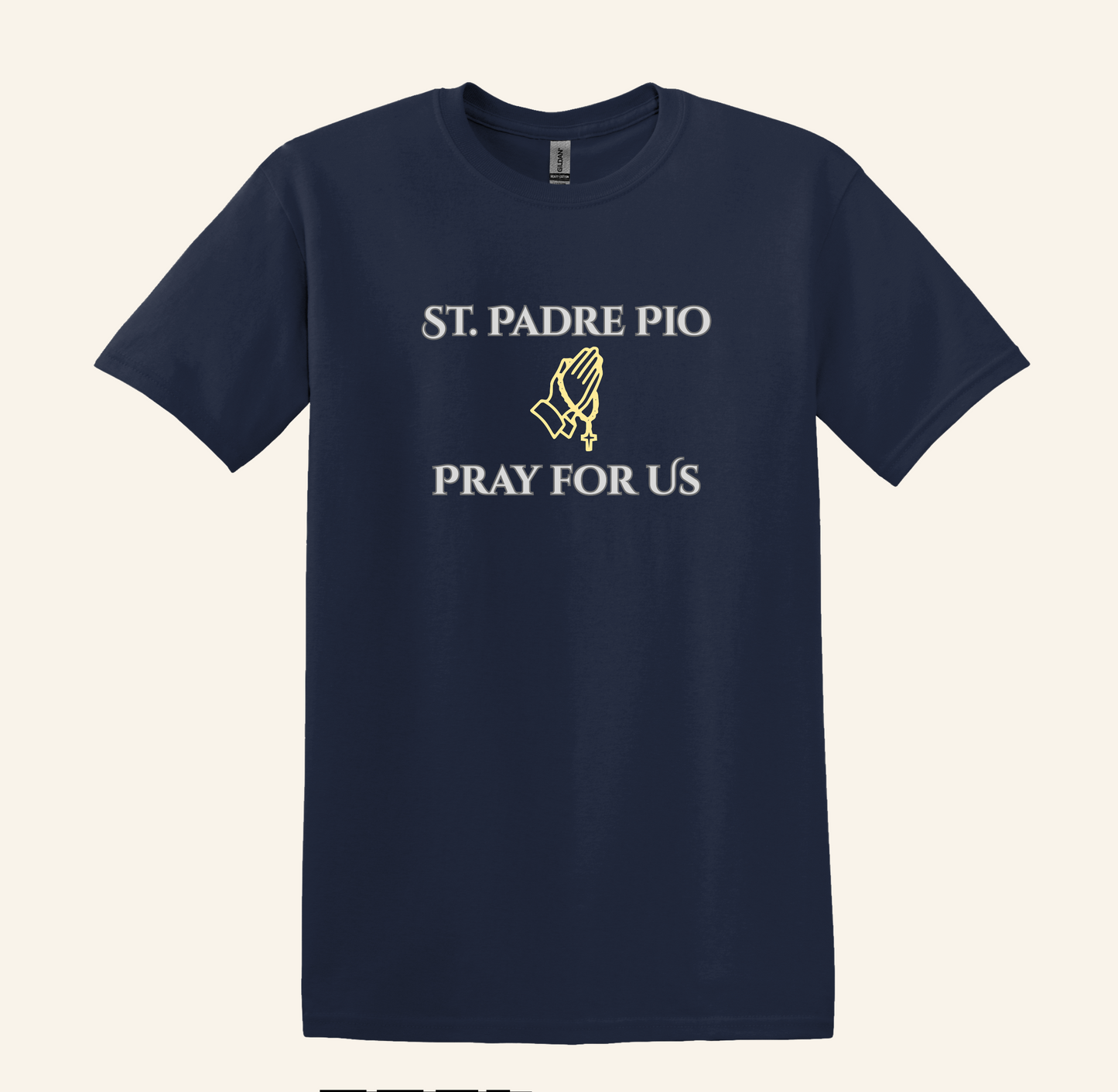St. Padre Pio Praying Hands T-Shirt, Catholic Faith Apparel Unisex Tee