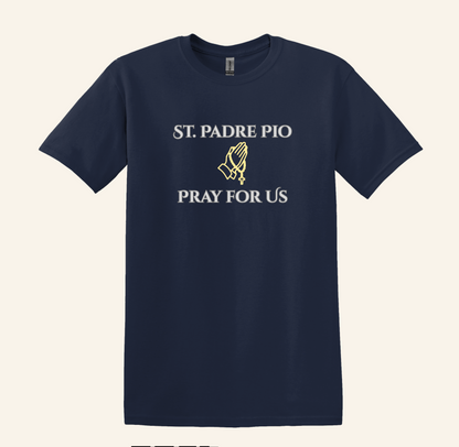 St. Padre Pio Praying Hands T-Shirt, Catholic Faith Apparel Unisex Tee