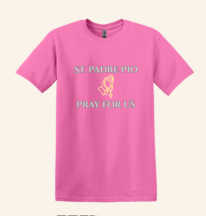 St. Padre Pio Praying Hands T-Shirt, Catholic Faith Apparel Unisex Tee