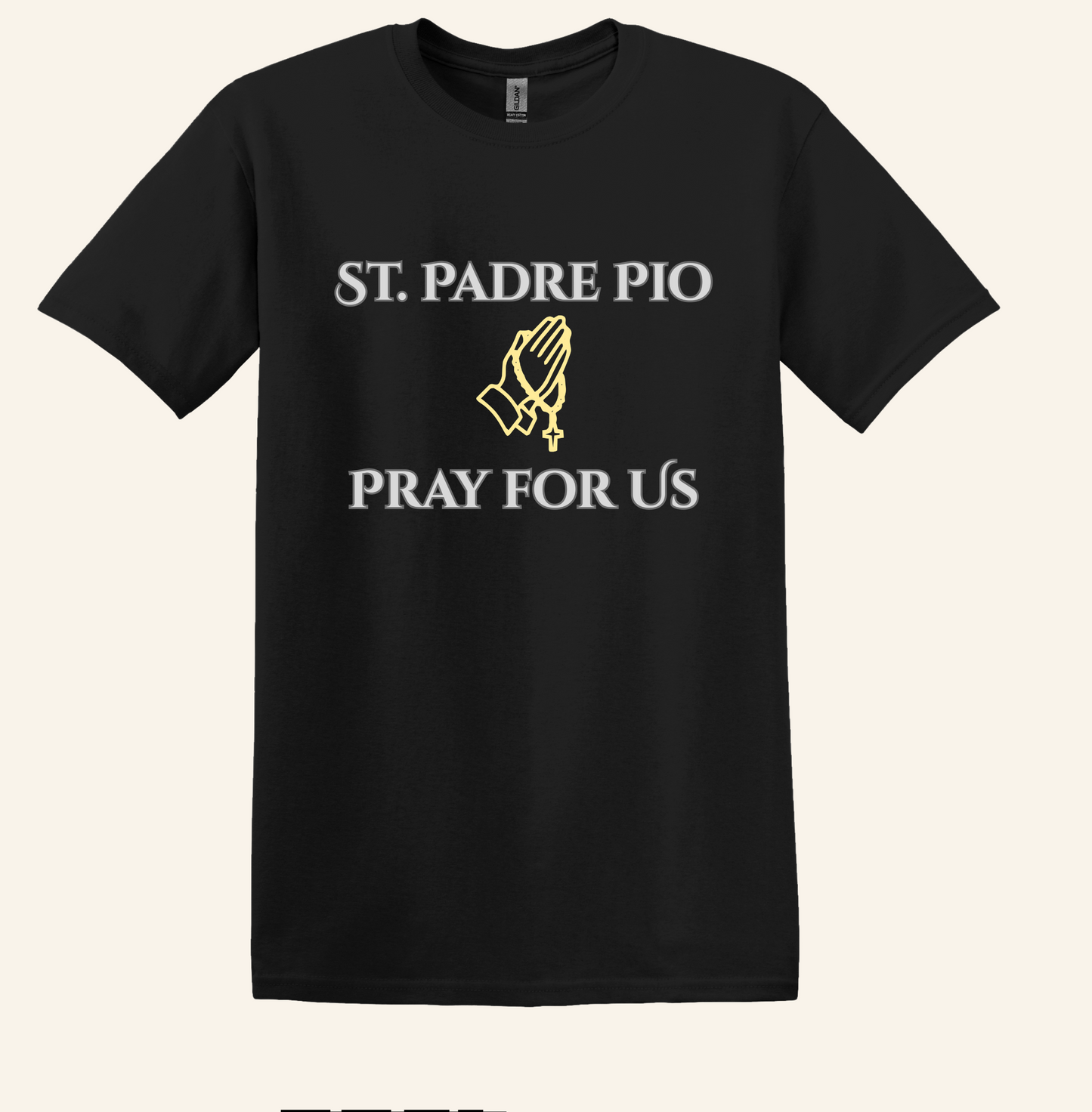 St. Padre Pio Praying Hands T-Shirt, Catholic Faith Apparel Unisex Tee