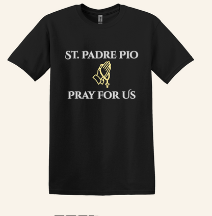 St. Padre Pio Praying Hands T-Shirt, Catholic Faith Apparel Unisex Tee