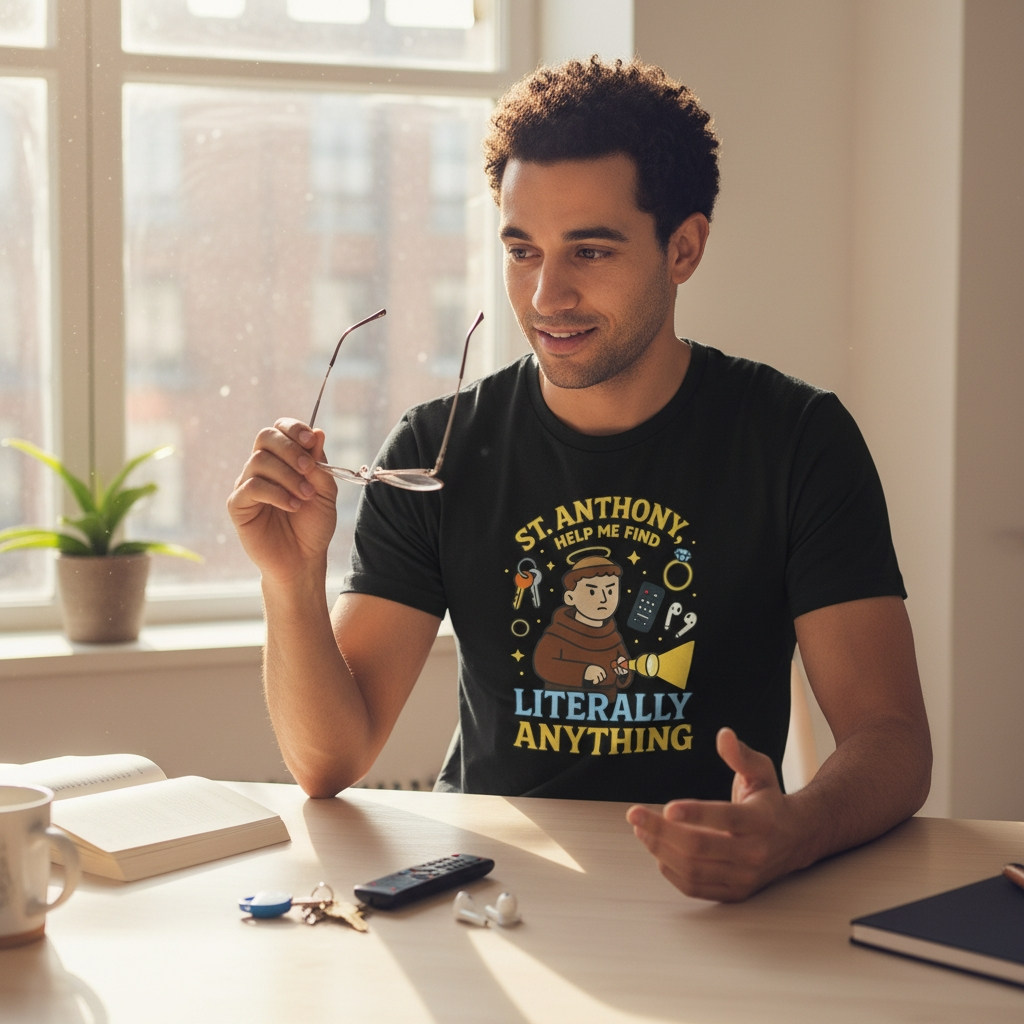 Funny St. Anthony T-Shirt – Catholic Gift for Lost Items