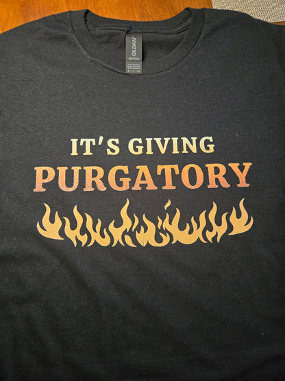 It’s Giving Purgatory Shirt, Funny Catholic Humor Tee, Christian Meme Shirt, Religious Gift for Catholics, Gildan T-Shirt