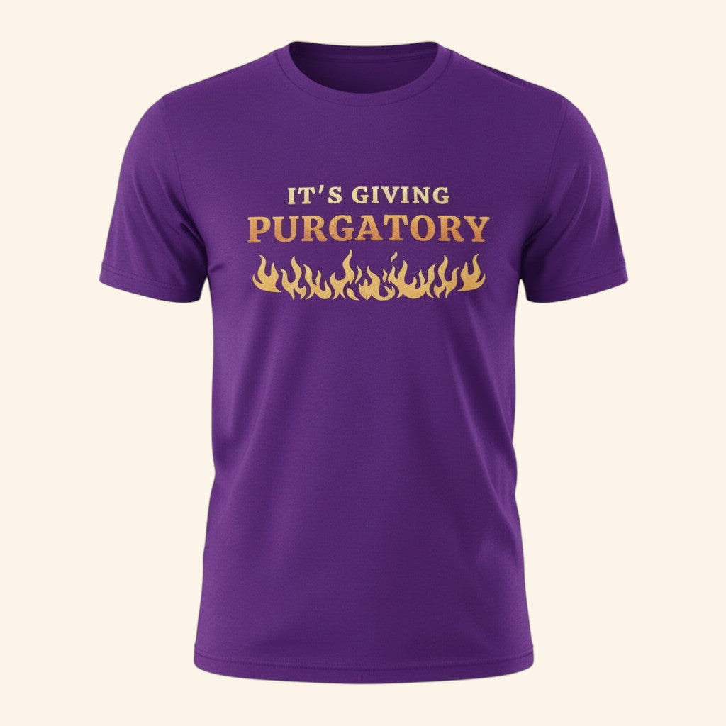 It’s Giving Purgatory Shirt, Funny Catholic Humor Tee, Christian Meme Shirt, Religious Gift for Catholics, Gildan T-Shirt