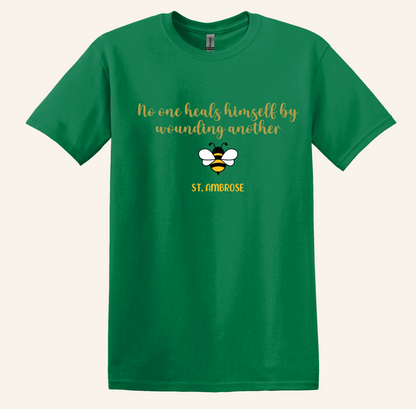 St. Ambrose Quote Bee T-Shirt, Catholic Wisdom, Unisex Soft Cotton Tee