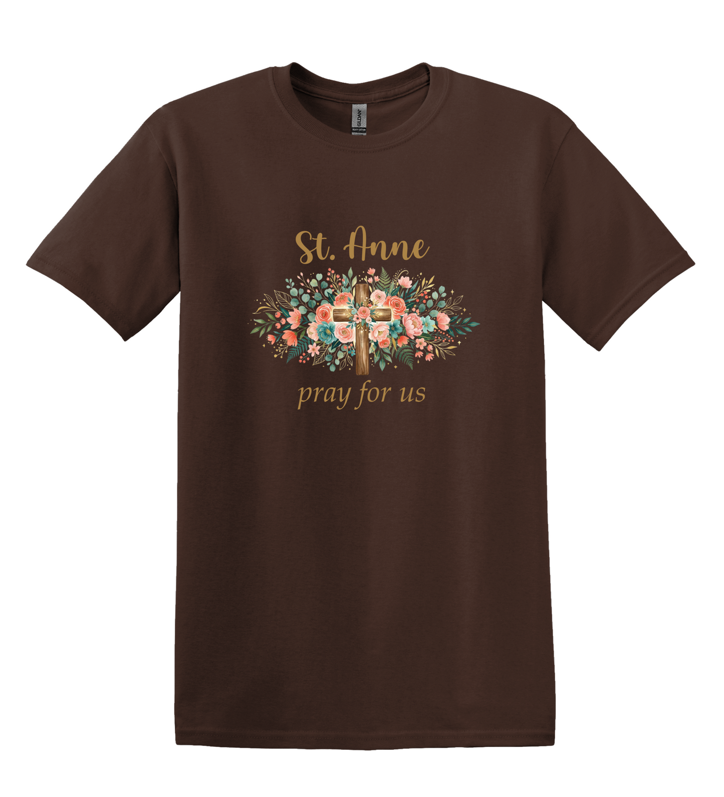 St. Anne Floral Cross Tee, Catholic Mom Faith Apparel, Unisex Cotton Blend Shirt