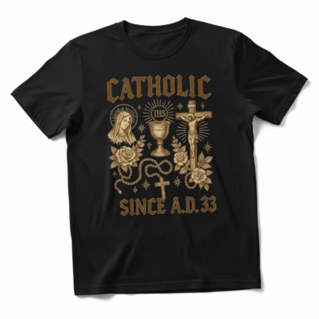 Catholic Since A.D. 33 T-Shirt – Religious Graphic Tee, Christian Gift