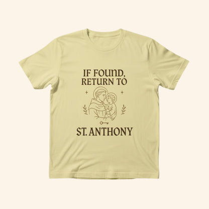St. Anthony “If Found Return To” Catholic Shirt | Patron Saint of Lost Things Tee