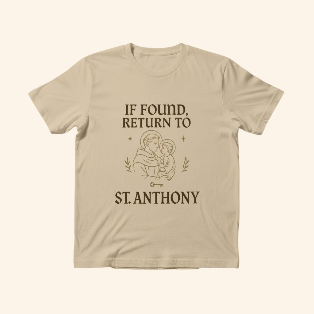 St. Anthony “If Found Return To” Catholic Shirt | Patron Saint of Lost Things Tee