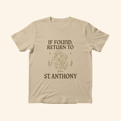 St. Anthony “If Found Return To” Catholic Shirt | Patron Saint of Lost Things Tee