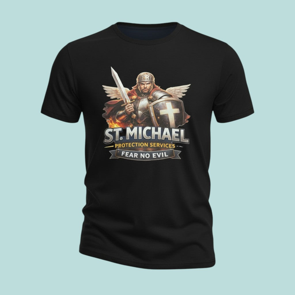 St. Michael Warrior T-Shirt, Archangel Protection Tee, Fear No Evil Christian Apparel
