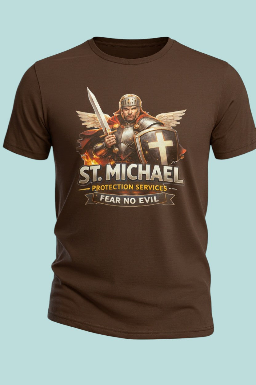 St. Michael Warrior T-Shirt, Archangel Protection Tee, Fear No Evil Christian Apparel