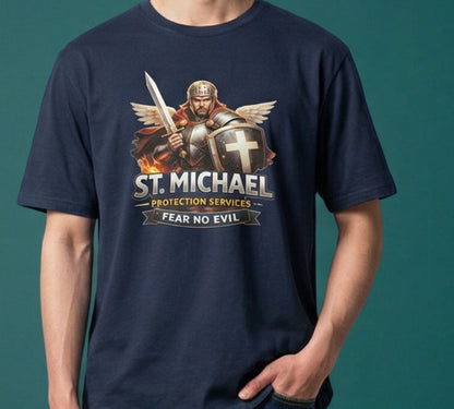 St. Michael Warrior T-Shirt, Archangel Protection Tee, Fear No Evil Christian Apparel