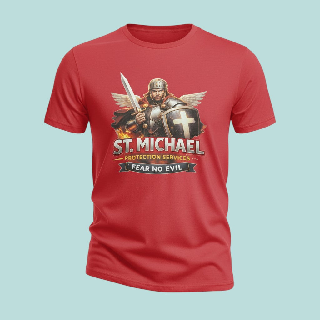 St. Michael Warrior T-Shirt, Archangel Protection Tee, Fear No Evil Christian Apparel