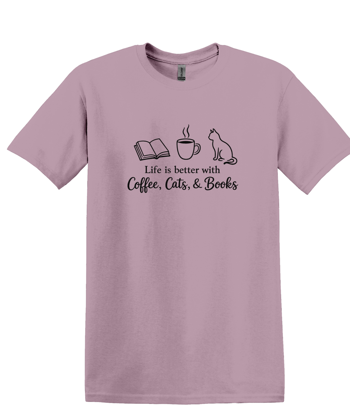Coffee Cats Books Graphic Tee, Unisex Cotton Blend Shirt, Reader Gift