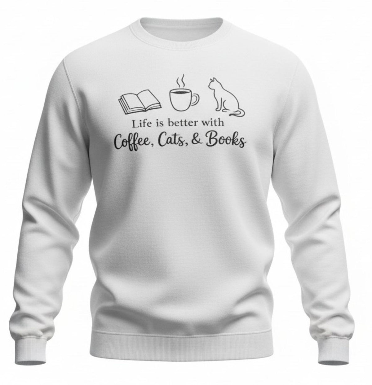 Coffee Cats Books Graphic Tee, Unisex Cotton Blend Shirt, Reader Gift
