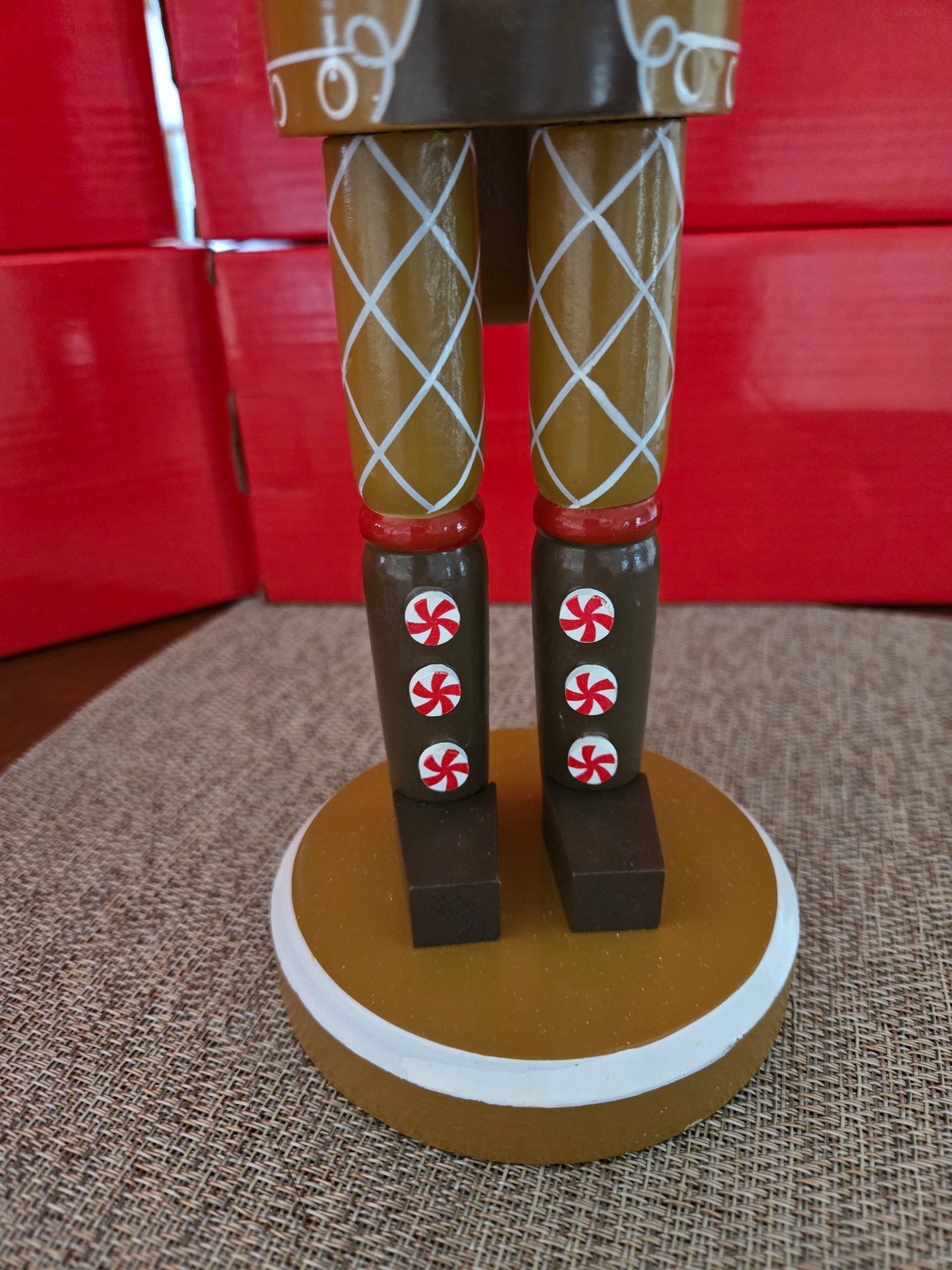 14 Inch Gingerbread Nutcracker, Candy Cane, Peppermint Accents, Christmas Decor