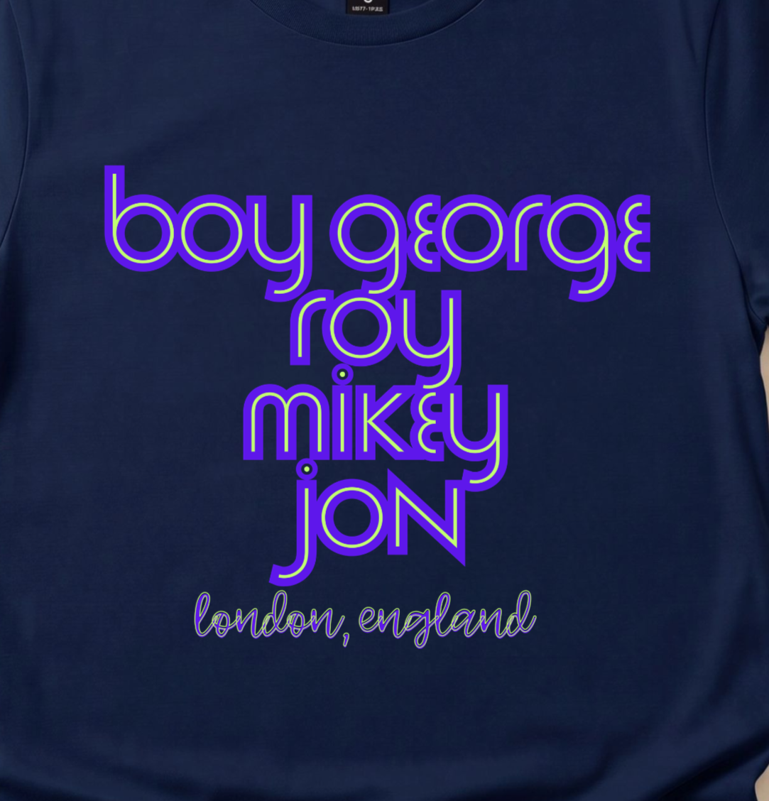 Culture Club Band Names Tee, Boy George Retro Neon Shirt, London New Wave Music