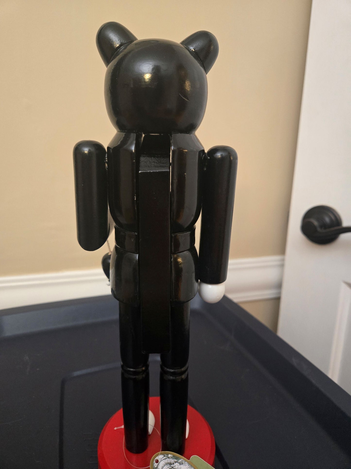 Mexican Holiday Tradition Figurine, Black Feline Calavera, Wood Nutcracker, Día de Muertos