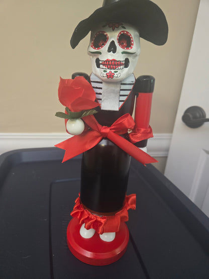 14-inch Día de Los Muertos Wooden Lady Nutcracker, Sugar Skull Rose Decor
